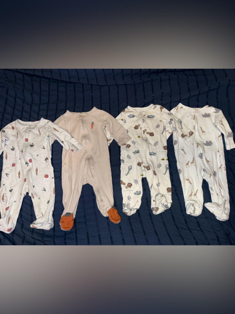 Carter's Neutral Animal & Carrot Print Footed One-Piece Set
